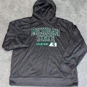 Gray BIG man MSU Michigan State Spartans hooded hoodie sweatshirt XL mens fleece